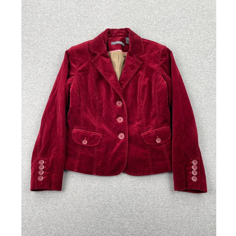 Vintage y2k Liz Claiborne Luxe Red Velvet Blazer Jacket Womens 4P Glam Preppy